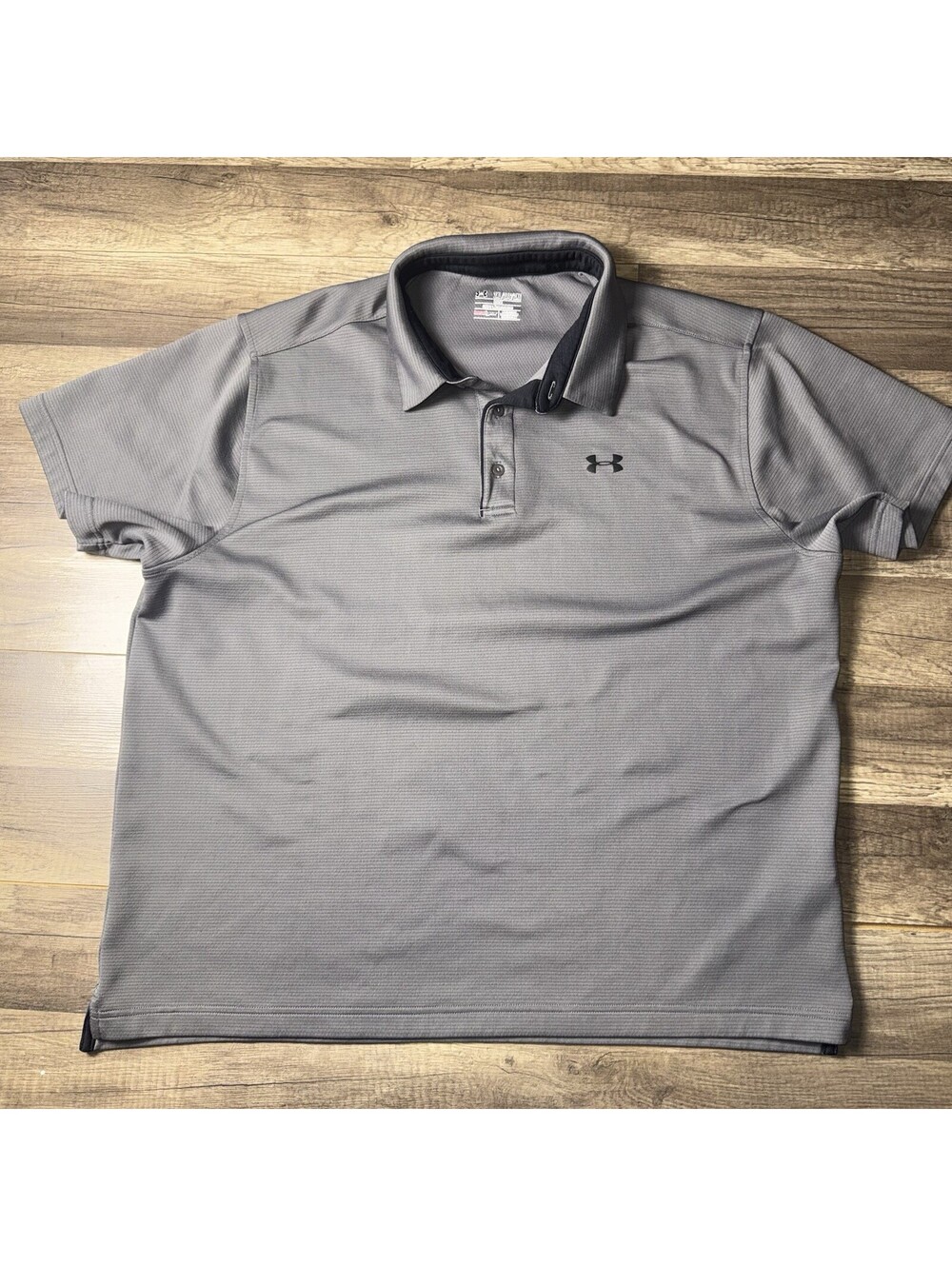 Under Armour Polo Shirt Mens 2XL Gray Solid Golf Short Sleeve Heatgear